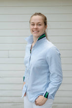 Load image into Gallery viewer, Pearly Vine - Casie 2 - Blue Oxford w/Navy & Green Stripe Ribbon