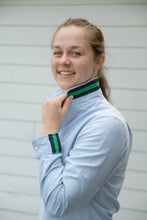 Load image into Gallery viewer, Pearly Vine - Casie 2 - Blue Oxford w/Navy & Green Stripe Ribbon