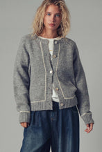 Load image into Gallery viewer, Contrast Trim Boho Knit Button Cardigan