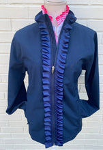 Load image into Gallery viewer, Pearly Vine - Kate Ruffled Ribbon Collar - White w Pink & White Stripe
