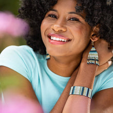 Load image into Gallery viewer, INK + ALLOY - Kenzie Vertical Stripes Beaded Stretch Bracelet Blue Wholesale