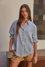 Load image into Gallery viewer, Woven Cotton Collar Neck Button Front Long Sleeve