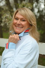 Load image into Gallery viewer, Pearly Vine - Danny Sweatshirt - White w Red, White & Navy Stripe Ribbon