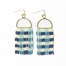Load image into Gallery viewer, INK + ALLOY - Allison Gingham Beaded Fringe Earrings Blue