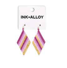 Load image into Gallery viewer, INK + ALLOY - Frida Diagonal Ombre Stripes Beaded Earrings Purple Wholesale