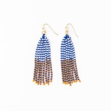 Load image into Gallery viewer, INK + ALLOY - Game Day Tassel Seed Bead Earrings Blue + Orange Wholesale