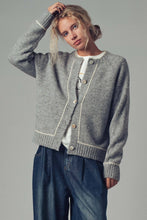 Load image into Gallery viewer, Contrast Trim Boho Knit Button Cardigan