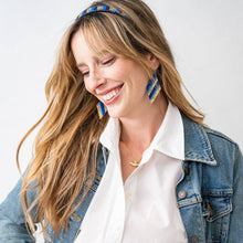 Load image into Gallery viewer, INK + ALLOY - Frida Diagonal Ombre Stripes Beaded Earrings Blue Wholesale