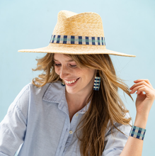 Load image into Gallery viewer, INK + ALLOY - Allison Gingham Beaded Fringe Earrings Blue