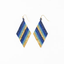 Load image into Gallery viewer, INK + ALLOY - Frida Diagonal Ombre Stripes Beaded Earrings Blue Wholesale