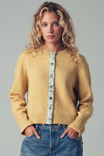 Load image into Gallery viewer, Floral Trim Wool Blend Cardigan