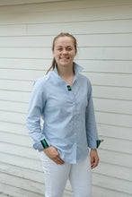 Load image into Gallery viewer, Pearly Vine - Casie 2 - Blue Oxford w/Navy & Green Stripe Ribbon