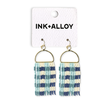 Load image into Gallery viewer, INK + ALLOY - Allison Gingham Beaded Fringe Earrings Blue