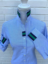 Load image into Gallery viewer, Pearly Vine - Casie 2 - Blue Oxford w/Navy & Green Stripe Ribbon