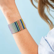 Load image into Gallery viewer, INK + ALLOY - Penelope Stripe Vertical Seed Bead Bracelet Lilac Green Lemon