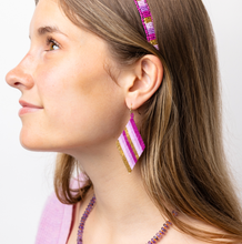 Load image into Gallery viewer, INK + ALLOY - Frida Diagonal Ombre Stripes Beaded Earrings Purple Wholesale