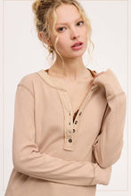 Load image into Gallery viewer, La Miel - HCT7679-Waffle Long Sleeve Henley Thermal Top Halloween