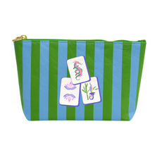 Load image into Gallery viewer, Mahjong Bag Preppy tile bag | green &amp; blue stripe