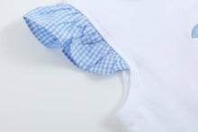 Load image into Gallery viewer, Girls Light Blue Gingham Golf Tee and Shorts 2pc Set