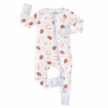 Load image into Gallery viewer, Tiny Touchdowns Convertible Zip Romper | Neutral