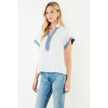Load image into Gallery viewer, Short Sleeve Textured V-Neck Top