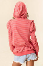 Load image into Gallery viewer, Puff Sleeve Striped Hoodie - Coral