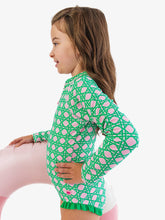 Load image into Gallery viewer, Girls Pink Coastal Cane Long Sleeve One Piece Rash Guard Swimsuit