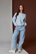 Load image into Gallery viewer, Striped Brushed Crewneck Sweater - Blue