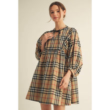 Load image into Gallery viewer, Plaid Dress with Leather Trim