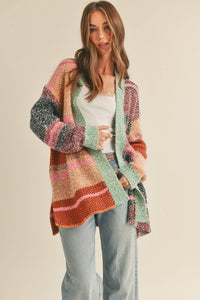 Oversized Color Block Cardigan