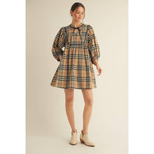 Load image into Gallery viewer, Plaid Dress with Leather Trim