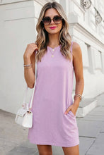 Load image into Gallery viewer, Mineral Wash Tank Mini Dress with Pockets - Blue