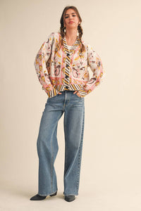 Paisley Knit Sweater Cardigan