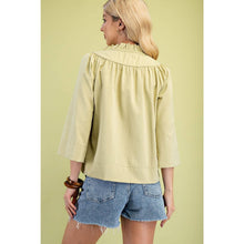 Load image into Gallery viewer, STYLE USA - Wide Sleeves  Ruffled Neck Blouse