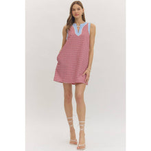 Load image into Gallery viewer, Gingham print sleeveless mini dress