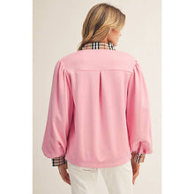 Load image into Gallery viewer, Solid Top with Plaid Trim