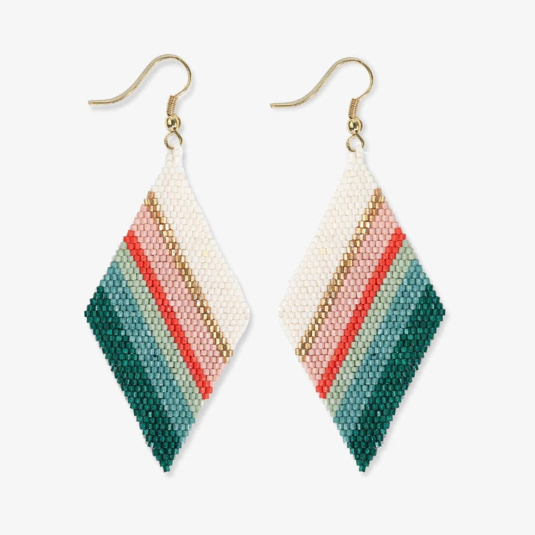 INK + ALLOY - Frida Mixed Stripe Beaded Earrings Teal Poppy Wholesale
