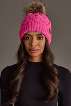 Load image into Gallery viewer, Panache Apparel Co. - Bright Pink Cable Knit Pom Hat