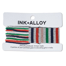 Load image into Gallery viewer, INK + ALLOY - Charlie Vertical Uniform Stripes Half Woven Beaded Stretch Bracelet St. Tropez Wholesale