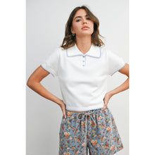 Load image into Gallery viewer, BUTTERMELON - Scalloped Trim Knit Polo Top - BMW8391