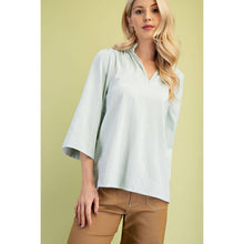 Load image into Gallery viewer, STYLE USA - Wide Sleeves  Ruffled Neck Blouse