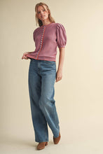 Load image into Gallery viewer, Striped Short Sleeve Puff Sweater