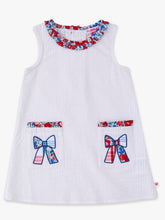 Load image into Gallery viewer, Girls Freedom Floral Bow Ruffle Pocket Dress
