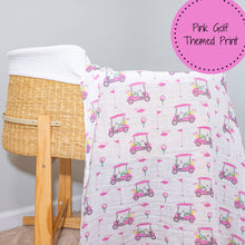 Load image into Gallery viewer, LollyBanks - Pink Golf Baby 100% Cotton Muslin Swaddle Blanket 47"x47"