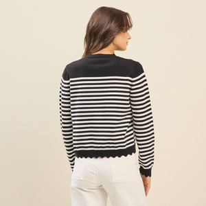 Scalloped Stripe Cardigan