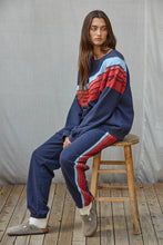 Load image into Gallery viewer, Knit Cotton Crew Multi Color Stripe Detail Top
