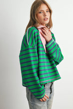 Load image into Gallery viewer, Striped Half Zip Contrast Collar Sweatshirt