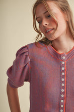 Load image into Gallery viewer, Striped Short Sleeve Puff Sweater