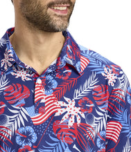 Load image into Gallery viewer, Patriotic Paradise Golf Polo - Men's Tropical USA Golf Shirt