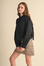 Load image into Gallery viewer, Embroidered Cut Out Hem Blouse - Black